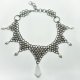 Choker chainmaille z perłami i kwarcem górskim, elficki fairycore