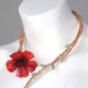 Kwiatowy Naszyjnik. Kolia Cherwony Hibiskus. Choker z japońskich koralików