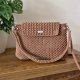 Torebka ze sznurka casualowa - pleciona, makrama - karmelowa