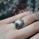 Love letters - part II - fantazyjny, srebrny pierścionek z granatem