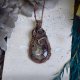 Miedziany wisiorek wire wrapping z jaspisem Coffee Bean #773