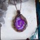 Miedziany wisiorek wire wrapping z różowym agatem #776