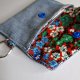 Mini Etui na Słuchawki Klucze Karty Portfelik zerowaste - jeans i kwiaty