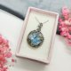 Naszyjnik Labradoryt Niebieski stal chirurgiczna wisiorek handmade wirewrapping