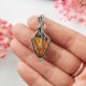 Naszyjnik Jaspis Maligano stal chirurgiczna wisiorek handmade wirewrapping