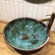 PREMiUM !!! Luksusowa Duża Umywalka Elficka, umywalka Zielona, umywalka nablatowa, umywalka ceramiczna, umywalka gliniana, umywalka ręcznie robiona