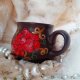 Winogrona. Ręcznie malowany kamionkowy kubek do grzańca i napojów