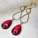 Złocone kolczyki z bordowymi kroplami Vittoria e56/40