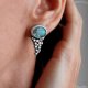 Kolczyki srebrne z turkusem tybetańskim wkrętki