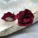 Materiałowe kolczyki z bordowymi kwiatami c1200