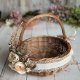 Koszyczek wielkanocny wiklinowy z pastelową dekoracją i pisankami