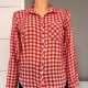 Sinsay M 38 koszula czerwona biała, zapinana na guziki, w kratkę