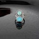 Pierścionek srebrny z larimarem i turkusem regulowany