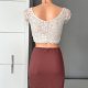 Bershka S 36, crop top koronkowy, krótki, 100% wiskoza, z podszewką