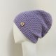 Czapka przejściowa cienka beanie smerf bawełna S/M lawenda