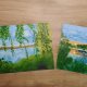 ZESTAW RĘCZNIE MALOWANYCH OBRAZÓW Z RAMAMI - DYPTYK MAGICZNA WIOSNA-LATO, POLSKI PEJZAŻ