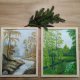 ZESTAW RĘCZNIE MALOWANYCH OBRAZÓW Z RAMAMI - DYPTYK MAGICZNA WIOSNA-JESIEŃ, POLSKI PEJZAŻ 2x 30x40cm