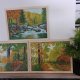 ZESTAW RĘCZNIE MALOWANYCH OBRAZÓW Z RAMAMI - TRYPTYK JESIENNY POLSKI PEJZAŻ - 3x 40x30cm