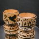 Dwa drewniane kieliszki na jajka "Ptaki" – ręcznie zdobione, wypalane w drewnie,unikatowe,prezent;pirografia,handmade,zestaw śniadaniowy