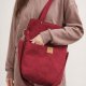 Zamszowa duża torba z kieszeniami Czerwona