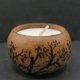 Drewniany świecznik z motywem drzew - ręcznie wypalany, idealny prezent handmade, tealight, ogień, pirografia