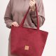 Zamszowa duża torba shopper Czerwona