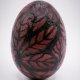Ręcznie dekorowane drewniane jajko – LIŚCIE - pirografia,  buk, bejcowane na mahoń,upominek na Wielkanoc, Easter, egg