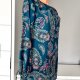 F&F M/L bluzka tunika turkusowa orientalny wzór a'la satyna r.L dekolt łódka.