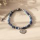 Bransoletka z kamieni - sodalit z ozdobną zawieszką