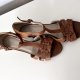 Sandały 39 100 % skóra naturalna 5,5  Footgloves karmel jasny brąz miękkie wygodne na koturnie