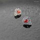 Kolczyki srebrne wkrętki z granatem
