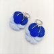 Kolczyki bratki niebiesko fioletowe wiszące – handmade, stal nierdzewna