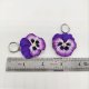 Kolczyki bratki biało fioletowe wiszące handmade – kwiaty z gliny polimerowej, stal nierdzewna