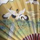 Wachlarz ręcznie malowany sygnowany - taniec żurawi  dekoracyjny - do zawieszenia na ścianę