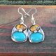 Niebieskie z brązem - kolczyki