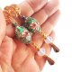 ZIELONE CLOISONNE Z OPALEM W ZŁOCIE - DŁUGIE KOLCZYKI