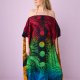 Unikatowa kolorowa sukienka bawełniana, batikowa z biżuterią