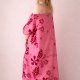 Unikatowa rożowa sukienka bawełniana, batikowa z biżuterią