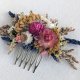Grzebyk spinka do włosów z naturalnymi kwiatami różowa łąka