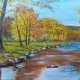 ZESTAW RĘCZNIE MALOWANYCH OBRAZÓW - DYPTYK "JESIEŃ NAD POTOKIEM"