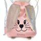 Jasno różowy worek z imieniem do przedszkola szare uszy zając