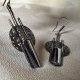 Silver 925 długie efektowne z hematytem srebro oksydowane Punca 925 i sygnatura autora