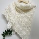 Ozdobna chusta ślubna ecru Klaziena ręcznie robiona z merino