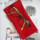 Czerwone etui na okulary z zamszowej welurowej skóry – handmade DomilkowyDomek, etui na klips, miękkie i stylowe