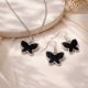 Czarny Motyl - Naszyjnik + Kolczyki