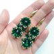 Zielono Złote Wiszące Kolczyki "Emerald Maxima" z Kryształów Preciosa