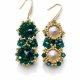 Zielono Złote Wiszące Kolczyki "Emerald Maxima" z Kryształów Preciosa