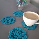 SERWETKI małe (11cm) TURKUSOWE - komplet 4 szt - ręcznie robione na szydełku