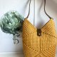 Duża torebka handmade na ramię – żółta torba ze sznurka, styl boho
