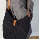 Czarna torebka handmade na ramię – duża torba ze sznurka, styl boho